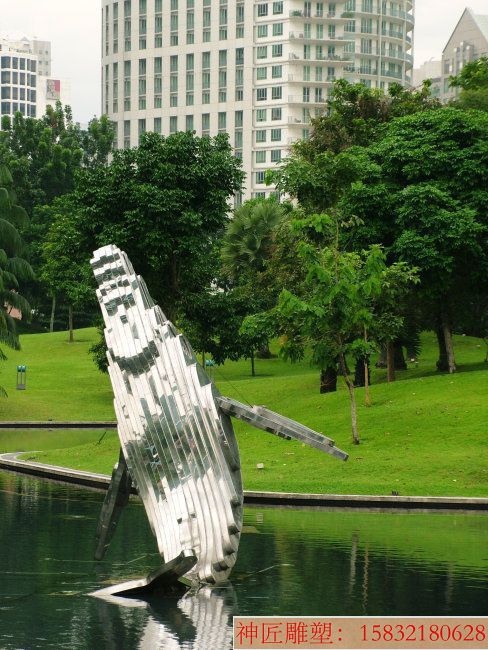 抽象海豚水景雕塑