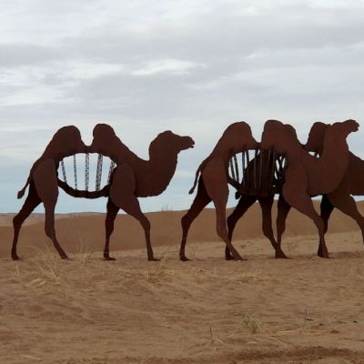 不锈钢抽象骆驼 剪影骆驼雕塑图片 骆驼雕塑报价